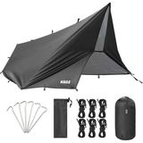Misda Store Su Geçirmez Tarp Tente Gölgelik Örtü, 4 Mevsim Taşınabilir Örtü Branda Outdoor Açık Hava Kamp Seyahat Tente Branda Barınak Yağmurluk, Güneşlik Karavan Yan Tente Çadır 300X300 cm Siyah