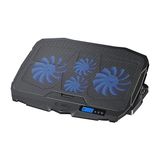 Misda Store Tornado 4x Turbo LED Fan - Ayarlabilir Fan Hızı & 6 Farklı Stand Yükseklik Kademesi - 2 USB Portlu - Metal Mesh Zemin - LCD Ekranlı Notebook Soğutucu - Siyah (9"-17" Boyut Destekli)