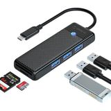 Misda Store Type-C To 3.0 Tf Sd Kart Okuyucu 3 Portlu USB 3.0 Çoklayıcı Adaptör Siyah