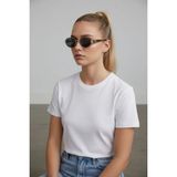 Mise Aksesuar Gümüş renk çerçeve siyah cam Premium güneş gözlüğü unisex UV-400