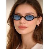 Mise Aksesuar Retro mavi cam leopar çerçeve güneş gözlüğü unisex