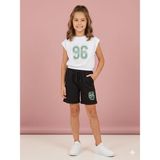 Mışıl Kids 96 Girls Team Yazılı Kız Çocuk Şort Takım - 13 - 14 Yaş - Beyaz - Siyah