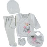 Misimosi Baby Misimosi Kız Bebek Ekru Pembe Renk Kanaviçe Işlemeli 5 Parça Kutulu Hastane Çıkışı 307735