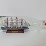 Misiny Ahşap Altlık Cam Şişe İçerisinde 002 27 cm Gemi Maketi