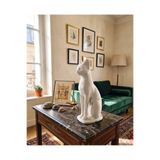 Mısır Kedisi Dekoratif Figür - Modern Ev Aksesuarı Salon Hediyelik Biblo - Mat Beyaz 24cm Beyaz 15 x 17