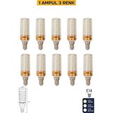 Mısır Şeffaf 10W Üç Renkli E14 LED Ampul ERD-306 - 10'lu