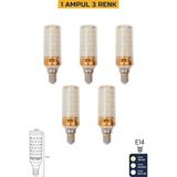 Mısır Şeffaf 10W Üç Renkli E14 LED Ampul ERD-306 - 5'li