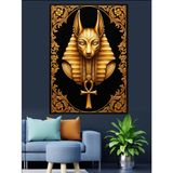 Mısır Tanrısı Anubis Altın Dekoratif Kanvas - Mdf Ahşap Tablo