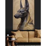 Mısır Tanrısı Anubis Heykeli Dekoratif Kanvas - Mdf Ahşap Tablo