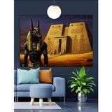 Mısır Tapınağı Önünde Anubis Dekoratif Kanvas - Mdf Ahşap Tablo