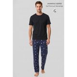 Mısırlı Erkek Geometrik Desen Alt Pijama Lacivert - 2XL
