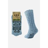 Mısırlı Kadın Merino Yünü Cold Blocker Kışlık Kaydırmaz Tabanlı Soket Çorap Mavi