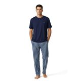 MISIRLI ORGANIC Erkek Pijama Takımı Çizgili%100 Pamuklu Rahat Kesim Kısa Kollu Tişört Pantolon Takımı