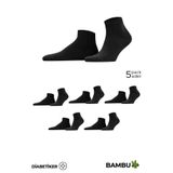 Mısırlı Unisex Bambu 5 Çift Diabetiker Lastiksiz Sneaker Çorap Siyah