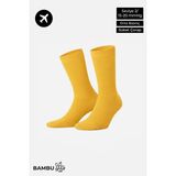 Mısırlı Unisex Bambu Özel Sıkılaştırıcı Teknolojiyle Uçuş ve Pilot Soket Çorap Hardal