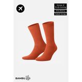 Mısırlı Unisex Bambu Özel Sıkılaştırıcı Teknolojiyle Uçuş ve Pilot Soket Çorap Pas Kırmızısı - 43 - 46