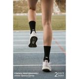 Mısırlı Unisex Pamuklu Yarım Havlu Spor Çorap, 2'li Siyah - 36 - 40