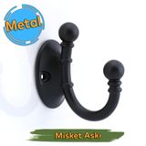 Misket Askı Siyah Vestiyer Dolap Askılık Askılığı Duvar Banyo Mutfak Elbise Kıyafet Çanta Askısı