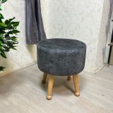 Miskin Puf, Antrasit Gri, Ahşap, Naturel Ayak