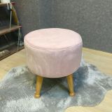 Miskin Puf, Pembe, Ahşap, Naturel Ayak