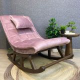 Miskin Sallanan Sandalye, Pembe, Ahşap, Ceviz Ayak