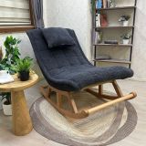 Miskin Sallanan Sandalye, Teddy Antrasit, Naturel Ahşap