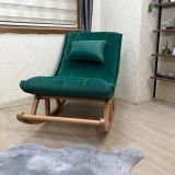 Miskin Sallanan Sandalye, Yeşil, Ahşap, Naturel Ayak