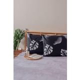 Mislina 2'Li Siyah Beyaz Yaprak Desen Yastık Kılıfı Pamuk Polyester Kolay Ütülenir 50X70