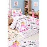 Mislina Home Kız Çocuk Genç Pike Yatak Örtüsü Takımı Prenses Desen Kapitoneli Pamuklu 4 Mevsim | Çarşafsız 160X230 - Pembe - Pudra