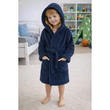 Mislina Home Luna Soft Kız / Erkek Çocuk Kapşonlu Pamuklu Bornoz Peluş Sabahlık |7/8 Yaş Lacivert - 7 - 8 Yaş