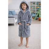 Mislina Home Luna Soft Kız / Erkek Çocuk Kapşonlu Wellsoft Bornoz Peluş Sabahlık | Antrasit - 5 - 6 Yaş