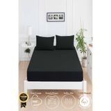 Mislina Home Mirava Premium %100 Pamuk Penye Lastikli Çift Kişilik Çarşaf Takımı (2 Yastık Kılıfı Dahil) Siyah
