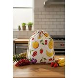 Mislina Home Organik Pamuk Meyve Desenli Çok Amaçlı Bez Çanta | Ekmek - Market - Oyuncak -Poşetlik Torbası 35X40