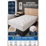 Mislina Home Pamuklu Kapitoneli Ibiza Sıvı Su Geçirmez Fitted Yatak Koruyucu Alez Çarşaf Gerektirmez Çift Kişilik 150x200cm - 150 x 200 cm - Beyaz