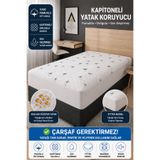 Mislina Home Pamuklu Kapitoneli İbiza Sıvı Su Geçirmez Fitted Yatak Koruyucu Alez Çarşaf Gerektirmez Tek Çift Kişilik