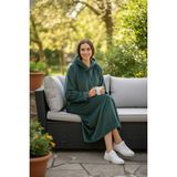 Mislina Home Serona Wellsoft Peluş Kapüşonlu Uzun Panço Yumuşak Dokulu Giyilebilir Tv Battaniyesi | Z.yeşil L/xl - 50 x 110 cm - Yağ Yeşili