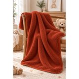 Mislina Home Wellsoft Bebek Çocuk Battaniyesi 100x150 cm Yumuşak Kundak Puset Kreş Anaokulu Örtüsü | Kiremit