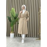 Mismoly Bondit Kumaş Cepli Kuşaklı Kadın Trençkot - Bej - Standart
