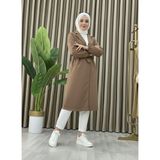 Mismoly Bondit Kumaş Cepli Kuşaklı Kadın Trençkot - Krem - Standart