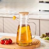 Miss 900 ml Bambu Kapaklı Cam Yağdanlık Vakumlu Borosilikat Cam - Şeffaf