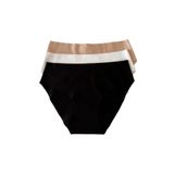 Miss Beautiful Lazer Kesim Basic 3'lü Paket Siyah Beyaz Ten Pamuklu Bikini Külot (Siyah, Beyaz, Ten, Large)