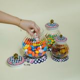 Miss Betty Paradise 3'lü Cam Porselen Çay Şeker Kavanozu