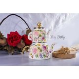 Miss Betty Rose Deluxe Emaye Çaydanlık Beyaz Renkli 32 cm Çapında 1.150 ml Üst Demlik