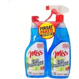 Miss Cam Temizleyici 2 x 750 ml Cam Silme Spreyi Fırsat Paketi Etkili Temizlik Sağlar - 1,5 lt
