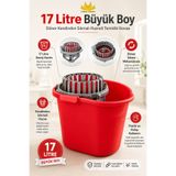 Miss Clean 17 Litre Büyük Boy Yarım Tur Sıkmalı Hazneli Temizlik Kovası Mop ve Başlığı Sıkma Kovası