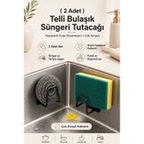 Miss Clean ( 2 Adet ) Telli Bulaşık Süngeri Tutacağı Yapışkanlı Evye Düzenleyici Çok Amaçlı