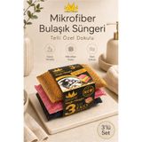 Miss Clean ( 3 Adet ) Mikrofiber Bulaşık Süngeri Telli Özel Dokulu