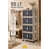 Miss Clean 4 LÜ Özel Set Çok Amaçlı Kapaklı Portatif Istiflenebilir Organizer Dolap Tekerlekli Toprak Rengi