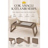 Miss Clean Çok Amaçlı Katlanır Sehpa ”TOPRAK” Tablet - Bilgisayar Sehpası Yatak Üstü Kahvaltı Masası
