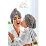 Miss Clean Gri Renk Mikrofiber Saç Havlusu, Saç Bonesi, Banyo Deniz Ve Havuz Sonrası Plaj Için
